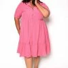 Boutique115 "Relax Your Mind" Tunic Babydoll Dress - Fuchsia Dresses