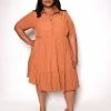 Boutique115 "Relax Your Mind" Tunic Babydoll Dress - Rust
