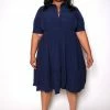 Boutique115 "Relax Your Mind" Tunic Babydoll Dress - Navy Blue Dresses