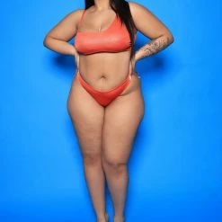 Boutique115 "Reflections" Shimmery Swimsuit Set - Burnt Orange Poolside Ready