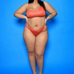 Boutique115 "Reflections" Shimmery Swimsuit Set - Burnt Orange Poolside Ready