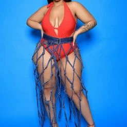 Boutique115 Poolside Ready "Hot Like Fire" Swimsuit - Red