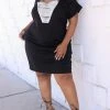 Boutique115 Tops "Shine Bright" Rhinestone T Shirt Dress - Black