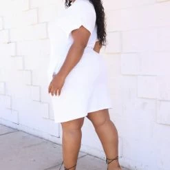 Boutique115 Tops "Shine Bright" Rhinestone T Shirt Dress - White