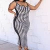 Boutique115 Dresses "Finishline" Houndstooth Tank Dress - Black White