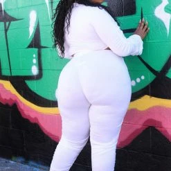 Boutique115 White Party Ready "KoolAide" Wrap Top Ruched Pant Set - White