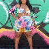 Boutique115 "Toot That" Floral Sheer Skirt Set - Pink Blue Poolside Ready
