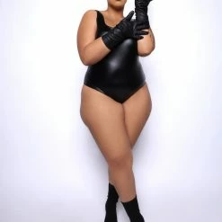 Boutique115 Sales Shop 3 Boutique115 "#Bodypositive" Vegan Leather Bodysuit - Black