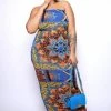 Boutique115 "No Doubt" Maxi Tube Dress - Blue Yellow Orange Dresses