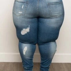 Boutique115 Bottoms Plus Size "Break Thru" Ripped Jeans - Medium Blue Denim 1224p