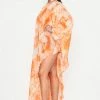 Boutique115 Tops "Carmen" Rhinestone Chiffon Top - Marble Orange
