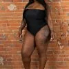 Boutique115 Plus Size Tube Slinky Bodysuit - Black Tops