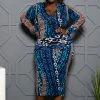 Boutique115 Plus Size "Road To Curves" Midi Dress - Blue Multi
