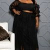Boutique115 Tops Plus Size "Pamella" Mesh Skirt Set - Black