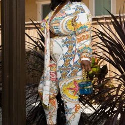 Boutique115 Under Size 12 "Yacht Things" Tie Front Pant Set - White Multi