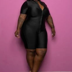 Boutique115 "Fresh 2 Death" Slinky Romper - Black Jumpsuits + Rompers