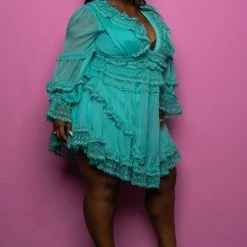 Boutique115 "The Sun Shines Every Day" Ruffle Dress - Aqua Dresses