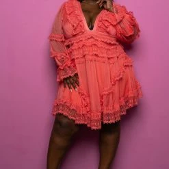 Boutique115 "The Sun Shines Every Day" Ruffle Dress - Coral Dresses