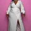 Boutique115 Dresses "My Eyes Are Green" Faux Wrap Party Gown - White