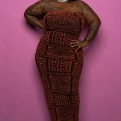 Boutique115 Dresses "So Amazing" Glitter Tube Dress - Rust Orange