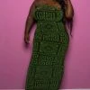 Boutique115 "So Amazing" Glitter Tube Maxi Dress - Green Dresses