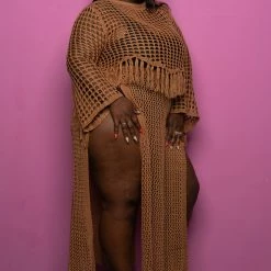 Boutique115 "Can I Get A Beach" Crochet Skirt Set - Mocha