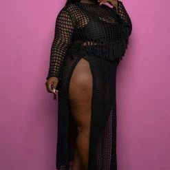 Boutique115 "Can I Get A Beach" Crochet Skirt Set - Black Poolside Ready