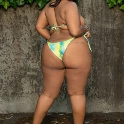 Boutique115 "Bikini Bottoms" String Tie Swim Set - Tie Dye Blue Green Poolside Ready