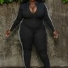 Boutique115 "Victory Lap" Long Sleeve Jumpsuit - Black White
