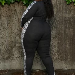 Boutique115 "Victory Lap" Long Sleeve Jumpsuit - Black White