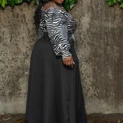 Boutique115 "Give It To Me" One Shoulder Blouse - Zebra Print