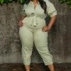 Boutique115 "Rise To The Ocassion" Jumper - Sage Green Jumpsuits + Rompers