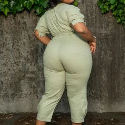 Boutique115 "Rise To The Ocassion" Jumper - Sage Green Jumpsuits + Rompers