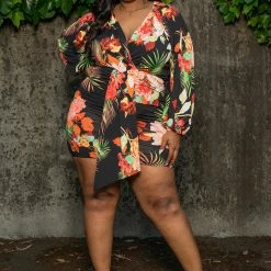 Boutique115 "HAWAII 5 O" Floral Mini Dress - Black Red Multi