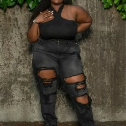 Boutique115 "Weight Off My Shoulders" Open Shoulder Bodysuit - Black Tops