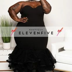 Boutique115 Plus Size "I've Arrived" Tulle Mermaid Dress - Black