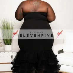 Boutique115 Plus Size "I've Arrived" Tulle Mermaid Dress - Black