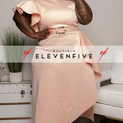 Boutique115 Sales Shop 29 Boutique115 Plus Size "Georgia Peach" Ruffle Midi Belted Dress - Peach