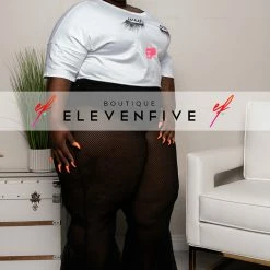 Boutique115 Plus Size "Bloom" Fishnet Bell Bottom Pants - Black Bottoms