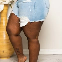 Boutique115 Bottoms Plus Size "Light Skin Keisha" Jean Shorts - Light Denim 5014p