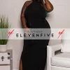 Boutique115 Dresses Plus Size "Passion" Mock Neck Gown - Black