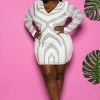 Boutique115 Dresses Plus Size "Party Gyrl" Rhinestone Mini Dress - Ivory
