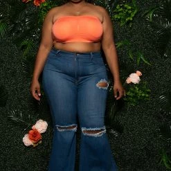 Boutique115 Plus Size Bandeau Bra - Tangerine Tops