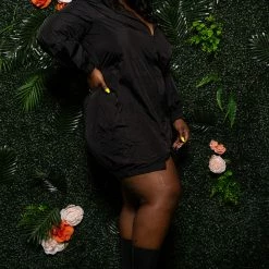 Boutique115 Tops Plus Size "Sporty Shorty" Track Dress - Black