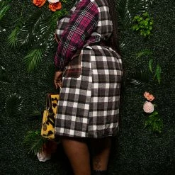 Boutique115 Outerwear "It's The Plaid For Me" Color Block Wool Trench Coat - Multi