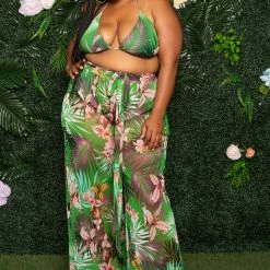 Boutique115 "Vacation Loading" Tropical Swim Pant Set - Green Floral