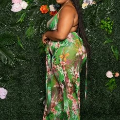 Boutique115 "Vacation Loading" Tropical Swim Pant Set - Green Floral