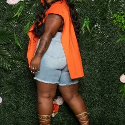 Boutique115 "Try Dis" Triangle Button Up Vest Top - Orange