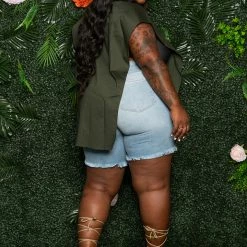 Boutique115 Tops "Try Dis" Triangle Button Up Vest Top - Olive