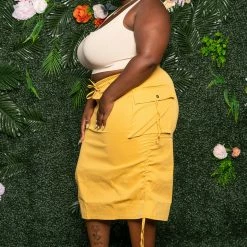 Boutique115 "Concrete Jungle" Cargo Skirt - Mustard Bottoms